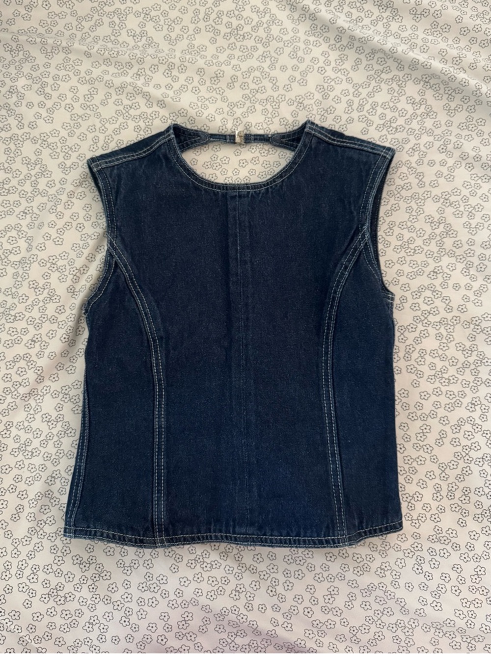 Lioness Dark Blue Denim Sleeveless Top and Wrap Mini Skort Set - Picture 4 of 6